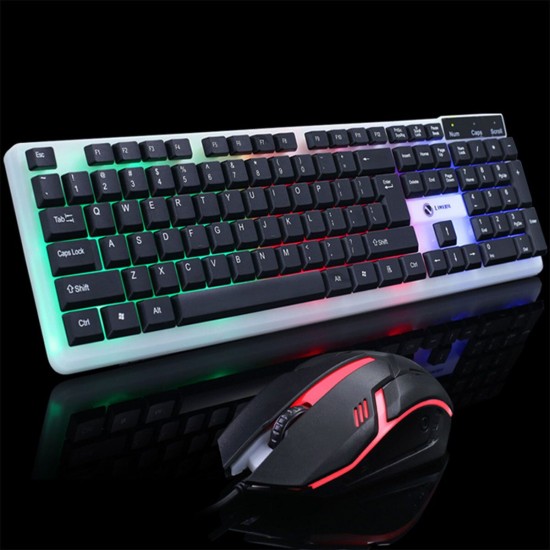 T11 Wired Gaming Keyboard & Mouse Set RGB Backlight 1200DPI Gaming Mouse 104 Keys Mechanical Feeling Keyboard Combo