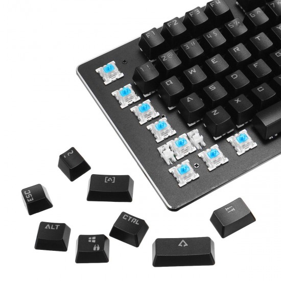 Wired 104 Keys Mechanical Keyboard Aluminum Alloy Panel ABS Square Keycap Outemu Blue Switch Gaming Keyboard with 9 Backlight Wired 104 Keys Mechanical Keyboard Aluminum Alloy Panel ABS Square Keycap Outemu Blue Switch Gaming Keyboard with 9 Backlight