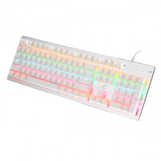 Wired 104 Keys Mechanical Keyboard Aluminum Alloy Panel ABS Square Keycap Outemu Blue Switch Gaming Keyboard with 9 Backlight