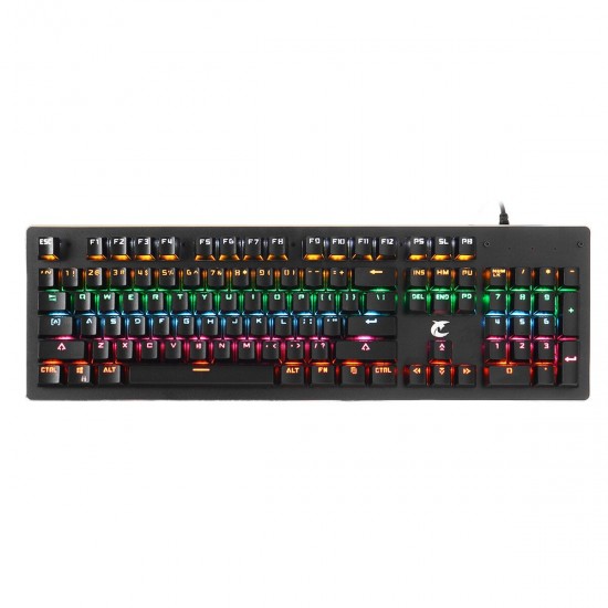 Wired 104 Keys Mechanical Keyboard Aluminum Alloy Panel ABS Square Keycap Outemu Blue Switch Gaming Keyboard with 9 Backlight Wired 104 Keys Mechanical Keyboard Aluminum Alloy Panel ABS Square Keycap Outemu Blue Switch Gaming Keyboard with 9 Backlight