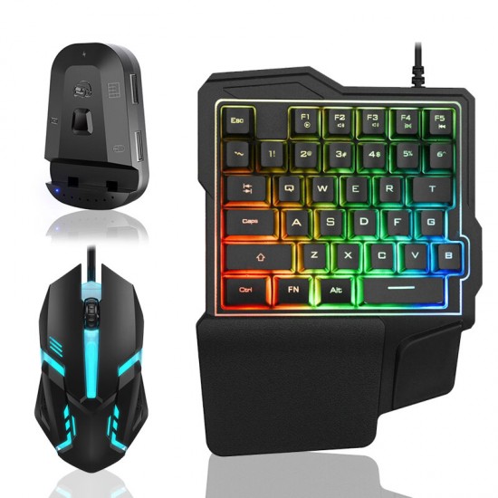Wired One-handed Mechanical Keyboard & Mouse &bluetooth Adapter Set 39 Keys Luminous Gaming Keyboard 2000DPI Mouse USB Hub for PUBG Wired One-handed Mechanical Keyboard & Mouse &bluetooth Adapter Set 39 Keys Luminous Gaming Keyboard 2000DPI Mouse USB Hub for PUBG