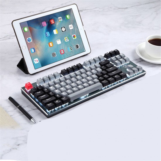 87 Keys Mechanical Gaming Keyboard Dual Mode Type-C Bluetooth 2.4G Wireless Gaming Keyboard Blue Switch Large Battery Two Colors Keyboard 87 Keys Mechanical Gaming Keyboard Dual Mode Type-C Bluetooth 2.4G Wireless Gaming Keyboard Blue Switch Large Battery Two Colors Keyboard
