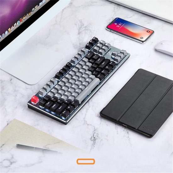 87 Keys Mechanical Gaming Keyboard Dual Mode Type-C Bluetooth 2.4G Wireless Gaming Keyboard Blue Switch Large Battery Two Colors Keyboard 87 Keys Mechanical Gaming Keyboard Dual Mode Type-C Bluetooth 2.4G Wireless Gaming Keyboard Blue Switch Large Battery Two Colors Keyboard