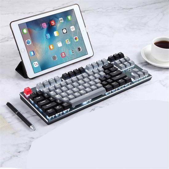 87 Keys Mechanical Gaming Keyboard Dual Mode Type-C Bluetooth 2.4G Wireless Gaming Keyboard Blue Switch Large Battery Two Colors Keyboard 87 Keys Mechanical Gaming Keyboard Dual Mode Type-C Bluetooth 2.4G Wireless Gaming Keyboard Blue Switch Large Battery Two Colors Keyboard