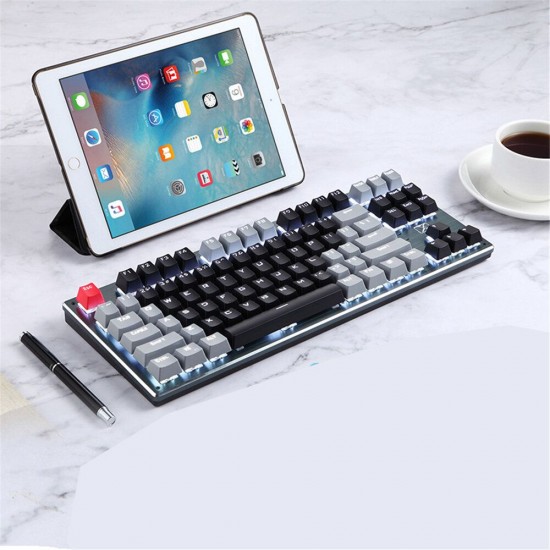 87 Keys Mechanical Gaming Keyboard Dual Mode Type-C Bluetooth 2.4G Wireless Gaming Keyboard Blue Switch Large Battery Two Colors Keyboard 87 Keys Mechanical Gaming Keyboard Dual Mode Type-C Bluetooth 2.4G Wireless Gaming Keyboard Blue Switch Large Battery Two Colors Keyboard