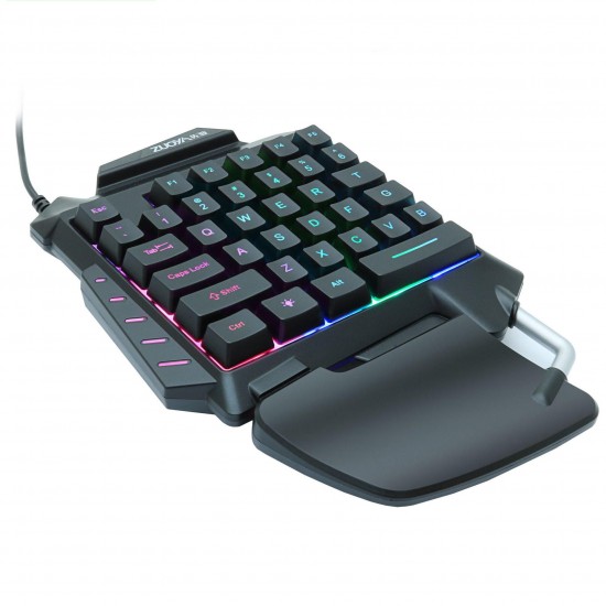 G92 Wired Single Handed RGB Gaming Membrane Keyboard 35 Keys One Hand Ergonomic Game Keypad for PC Laptop Pro PUBG Gamer