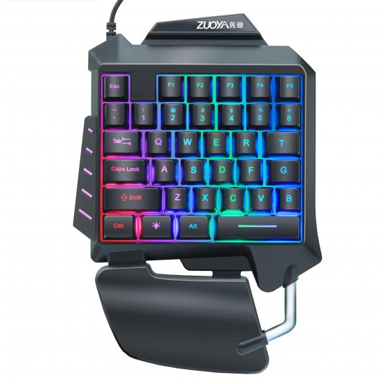 G92 Wired Single Handed RGB Gaming Membrane Keyboard 35 Keys One Hand Ergonomic Game Keypad for PC Laptop Pro PUBG Gamer