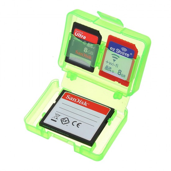 3pcs Green GK-1CF4SD Portable Memory Card Receiving Box Mobile TF Card Camera CF/SD Storage Card Box