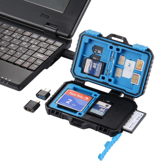 PU5004 22 in 1 Memory Card Case USB 3.0 Reader for Standard SIM Micro-SIM Nano-SIM CF SD TF Card Pin