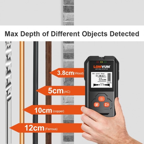 Multi-functional Digital Wall Detector Metal Wood AC Voltage Live Wire Handheld Detector LCD