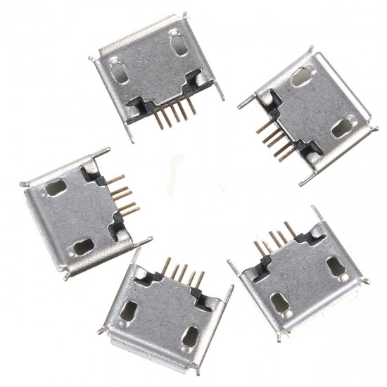 5PCS Micro USB Type AB Female 180° DIP 5Pin Socket Soldering Jack Connector SMT 5PCS Micro USB Type AB Female 180° DIP 5Pin Socket Soldering Jack Connector SMT