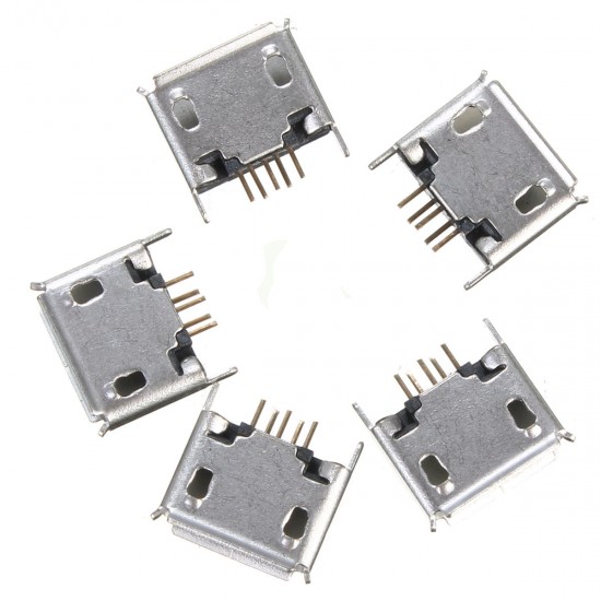 5PCS Micro USB Type AB Female 180° DIP 5Pin Socket Soldering Jack Connector SMT