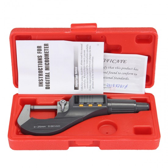 LCD Electronic Digimatic Micrometer Professional 0-25mm Outside 0-1inch/0.00005inch