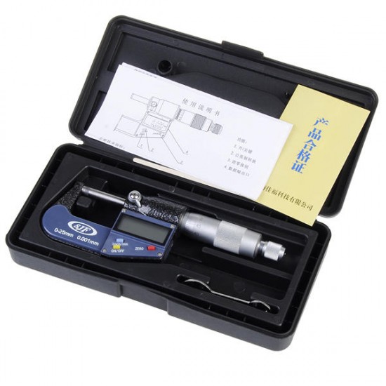 Professional 0-25mm Electronic Digital Micrometer 0.001mm Resolution