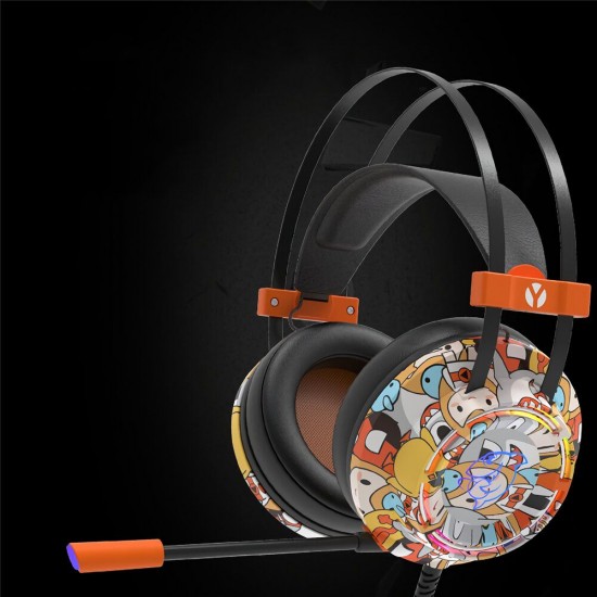 DHG160 Graffiti Game Headset USB Wired Bass Gaming Headphone Stereo Earphone Headphones with Mic for Computer PC Gamer