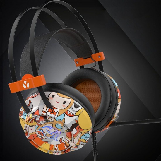 DHG160 Graffiti Game Headset USB Wired Bass Gaming Headphone Stereo Earphone Headphones with Mic for Computer PC Gamer