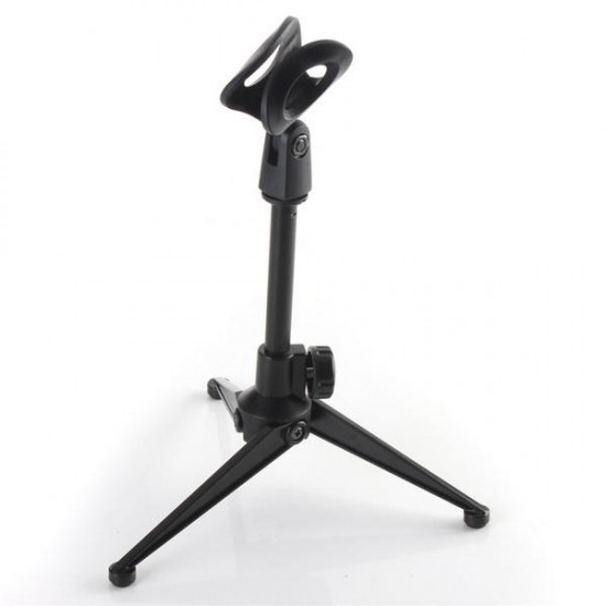 Desktop Table Adjustable Metal Tripod Microphone Mic Stand Holder With Clip