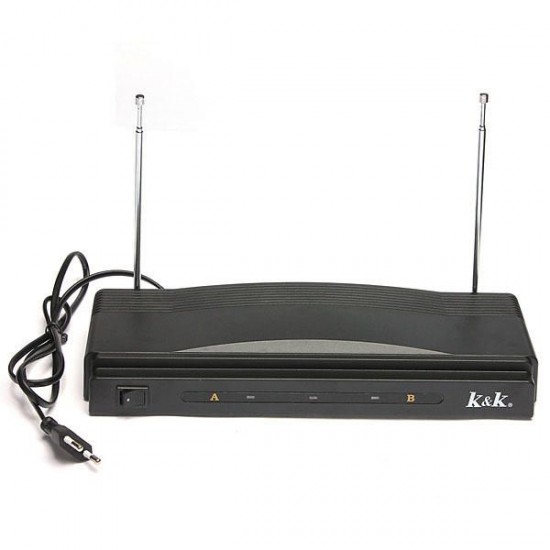 Dual Cordless Wireless Mic Microphone with Receiver