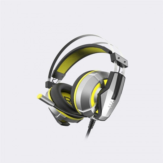 E800 Wired Gaming Headphone Over Ear Gaming Headset Blue Yellow Soft Earpads Headphones With Rotate Mic LED Light For PC Gamers