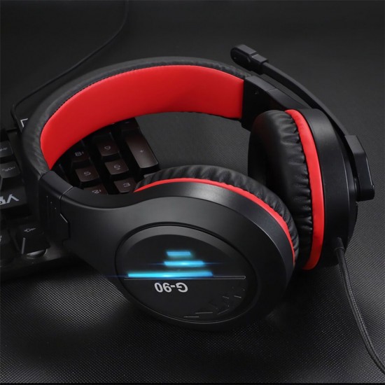 G90 Gaming Headset USB 3.5mm Wired Bass Gaming Headphone Stereo Video Audio Headphones Earphone with Mic LED Lights for PS4 Computer PC Gamer