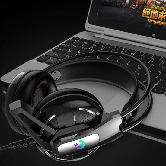 Game Headphone 3.5mm Bass RGB Gaming Wireless Rotatable Foldable Over-Ear Headset Stereo Sound Headphones