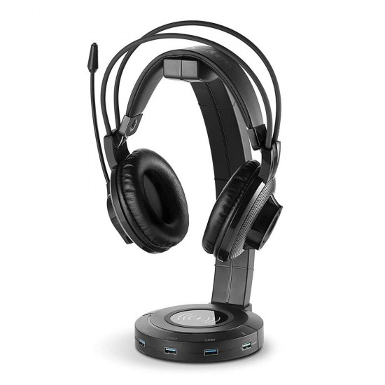 Headphone Stand with Wireless Fast Charging USB2.0/3.0 Charging Port Table Organizer Headphone Stand with Wireless Fast Charging USB2.0/3.0 Charging Port Table Organizer