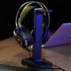 H100 Headset Stand Dual USB Ports Colorful Light Base Headphone Hanger Headset Mount Holder Office Home Decor