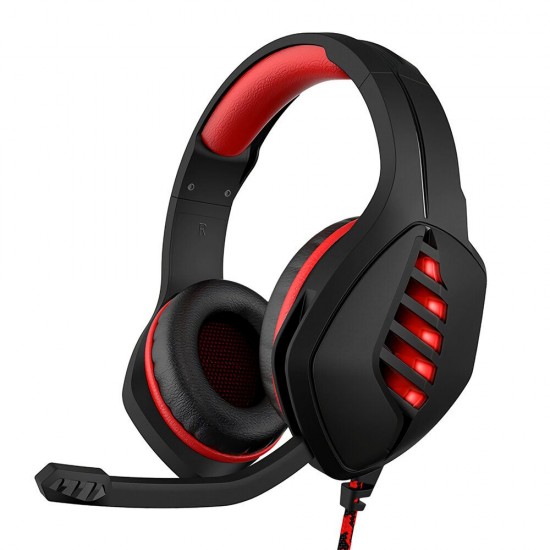 J1 Game Headset 3.5mm+USB Wired Bass 360° Stereo RGB Gaming Headphone with Foldable Mic for Computer PC Gamer