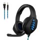 J1 Game Headset 3.5mm+USB Wired Bass 360° Stereo RGB Gaming Headphone with Foldable Mic for Computer PC Gamer