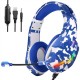 J10 Game Headset 3.5mm+USB 40mm Drive Wired Stereo RGB Gaming Headphone with Mic LED Light for Computer PC Gamer
