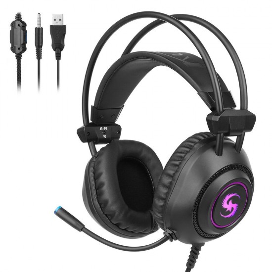 K16 Gaming Headset Surround Sound Effect System Exquisite 7-color LED Lights Omni-directional Noise Reduction Microphone