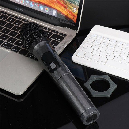 K380D Microphone Professional Handheld Wireless UHF Microphone System with Portable Receiver 1/4'' Output Karaoke Receiver System