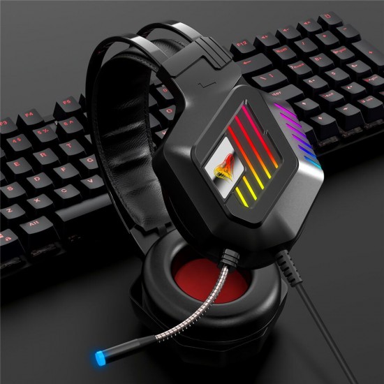 M8 7.1 Channel Gaming Headset RGB Wired Game Headphone Adjustable Bass Stereo Headset with Mic for Computer PC Gamer