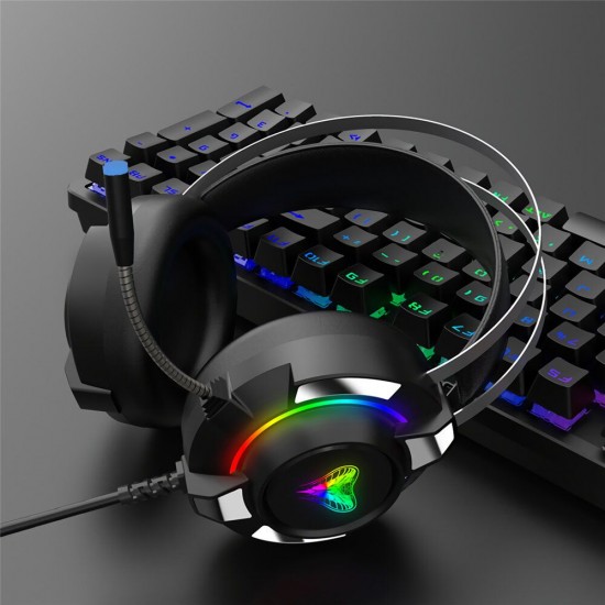 M9 7.1 Channel Gaming Headset RGB Wired Game Headphone Adjustable Bass Stereo Headset with Mic for Computer PC Gamer