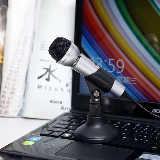 M9 Condenser Microphone Professional Studio Recording Live Broadcast KTV Microphone Speaking Mic with Stand Holder for Computer Laptop PC