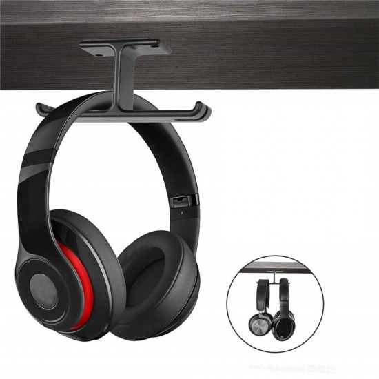 NB-Z10 Aluminum Headphone Stand Headset Hanger Hook Tape Under Desk Dual Headset Mount Holder Wall Hooks Office Home Decor