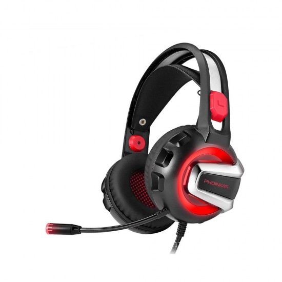 H-4 Gaming Headset Dazzling Optical Headphone 50MM Drive Unit 360° Free Bending Soft Rubber Microphone 3.5mm Single Plug + USB Interface