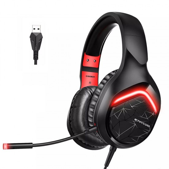 GS301 Game Headset 7.1 Channel USB 3.5mm Bass Stereo Wired Gamer Earphone Microphone Headphones with LED Light