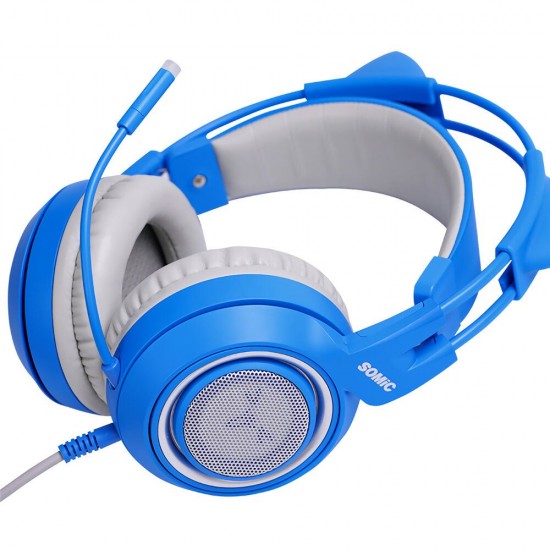 G952S Blue Cute Gaming Headset 3.5mm Plug Wired Stereo Sound Headphone with Microphone for Computer PC Gamer Girls Kids Gifts G952S Blue Cute Gaming Headset 3.5mm Plug Wired Stereo Sound Headphone with Microphone for Computer PC Gamer Girls Kids Gifts