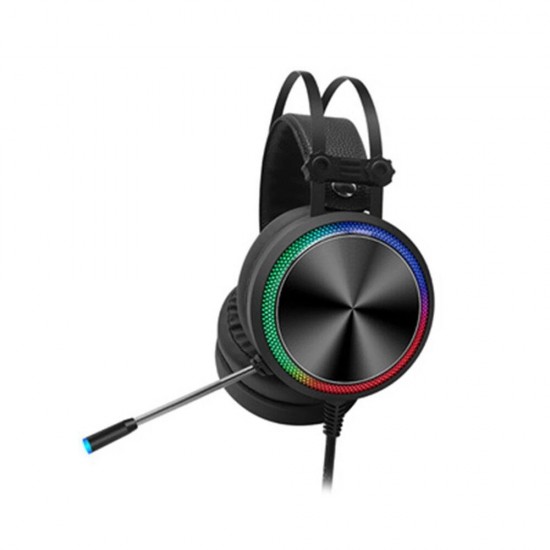 K5 Game Headphone USB Wired 7.1 Channel 360° Surounding Sound 50mm Driver Bass Colorful Gradient Cool Lighting EffectGaming Headset with Mic for Computer PC for PS4 Gamer