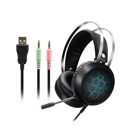 X1 Game Headphone USB Wired 7.1 Channel 360° Surrounding Sound 50mm Driver Gradient Cool Lighting Effect Gaming