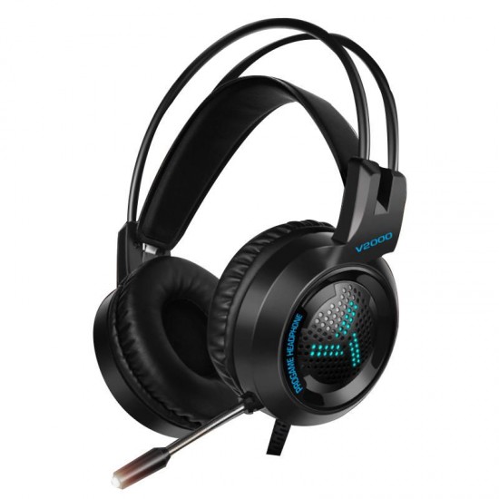 V2000 Omnidirectional 3.5mm Audio Light Weight Wired Control Headphone 53mm Sound Unit Noise Canceling Gaming Headset