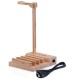 Wooden Headphone Stand Headset Hanger Mobile Phone Tablet Stand Holder with Universal USB Charging Ports USB Charger