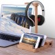 Wooden Headphone Stand Headset Hanger Mobile Phone Tablet Stand Holder with Universal USB Charging Ports USB Charger