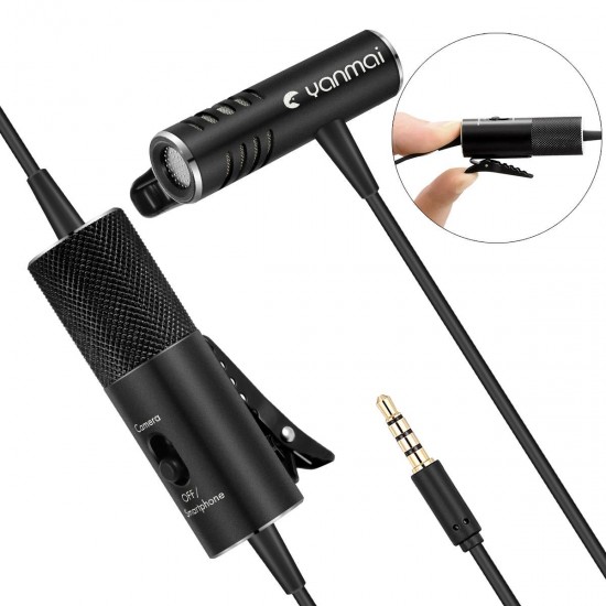 R933S Clip-on Type Lavalier Omnidirectional Condenser Microphone 3.5mm Mini Microphone for Camera Phone