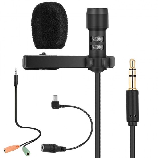 R955 Lavalier Omnidirectional Double Condenser Microphone Clip-on Lapel Condenser Microphone For Gopro Camera Phones