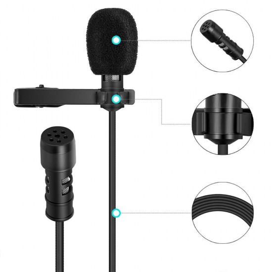 R955 Lavalier Omnidirectional Double Condenser Microphone Clip-on Lapel Condenser Microphone For Gopro Camera Phones
