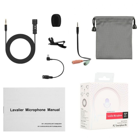 R955 Lavalier Omnidirectional Double Condenser Microphone Clip-on Lapel Condenser Microphone For Gopro Camera Phones R955 Lavalier Omnidirectional Double Condenser Microphone Clip-on Lapel Condenser Microphone For Gopro Camera Phones