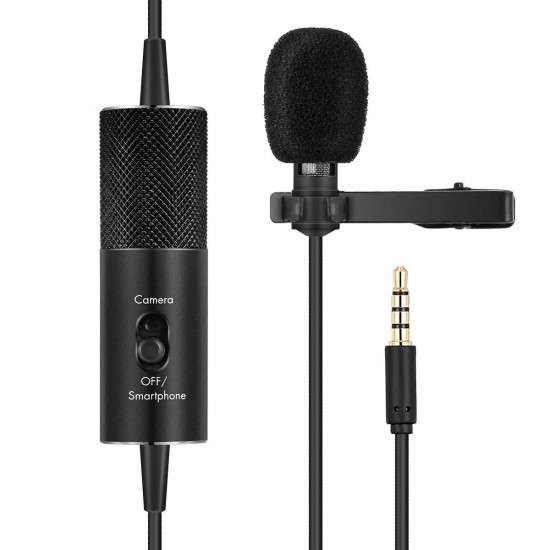 R955S Clip-on Type Lavalier Omnidirectional Condenser Microphone 3.5mm Mini Microphone for Camera Phone