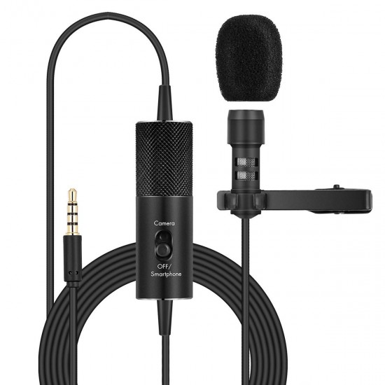 R955S Clip-on Type Lavalier Omnidirectional Condenser Microphone 3.5mm Mini Microphone for Camera Phone